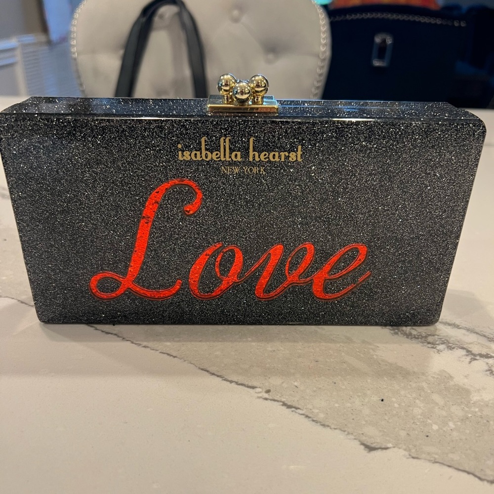 Isabella Hearst Love Acrylic Sparkly Clutch